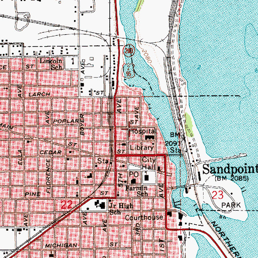 Topographic Map of Bonner County Emergency Medical Services, ID