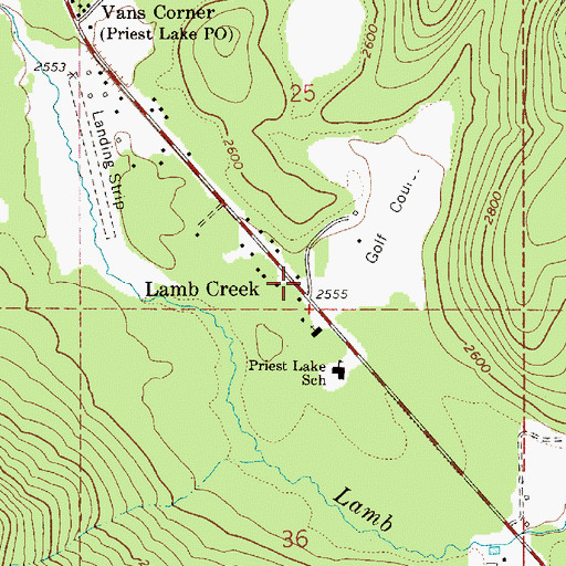 Topographic Map of Priest Lake Ambulance Service, ID