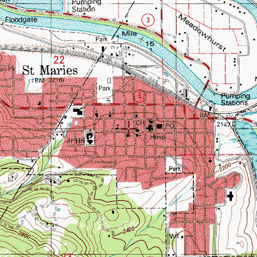 Topographic Map of Saint Maries Ambulance, ID