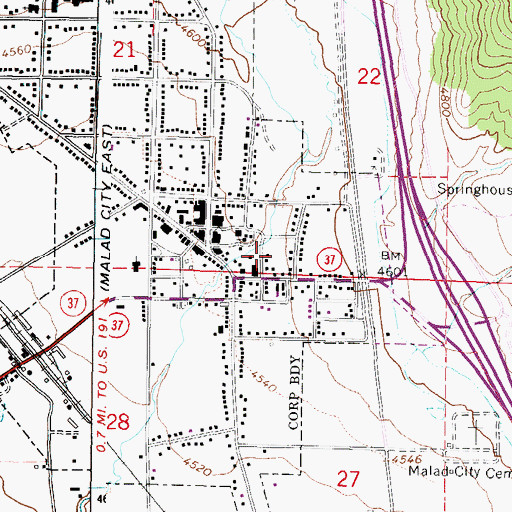 Topographic Map of Oneida County Ambulance Service, ID