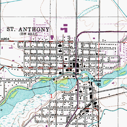 Topographic Map of Fremont County Ambulance Saint Anthony Unit, ID