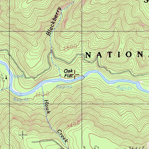 Topographic Map of Oak Flat, CA