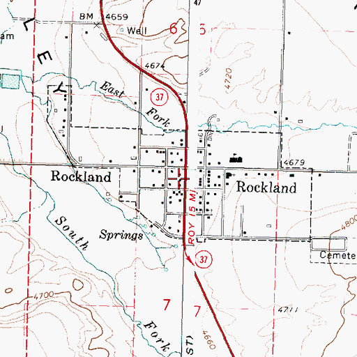 Topographic Map of Power County Emergency Medical Services Rockland, ID