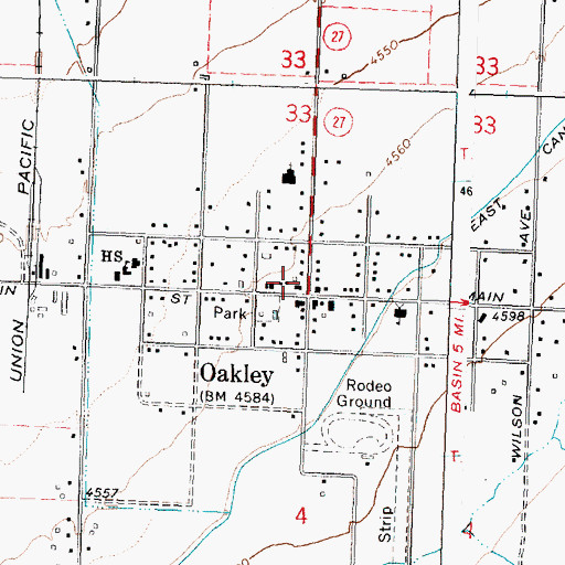 Topographic Map of Oakley Quick Response Unit, ID