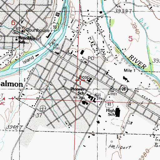 Topographic Map of Salmon Advanced Ambulance Service Station 2, ID