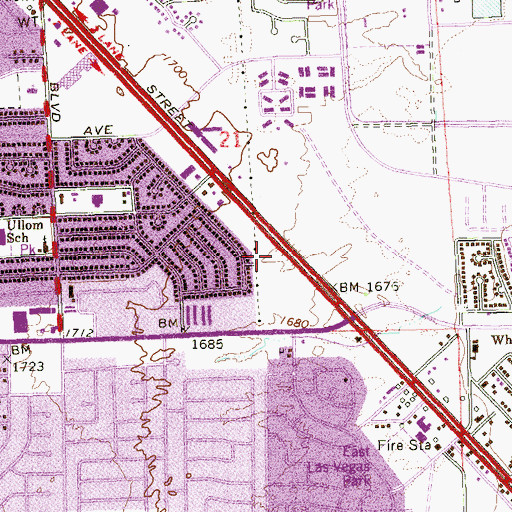 Topographic Map of University Medical Center of Southern Nevada Boulder Quick Care, NV