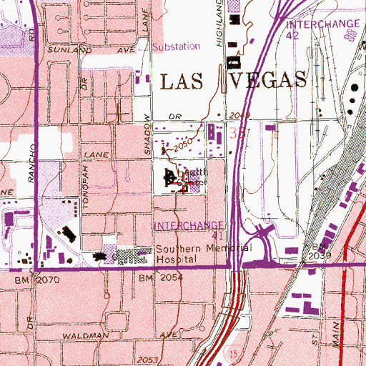 Topographic Map of Horizon Specialty Hospital Las Vegas, NV