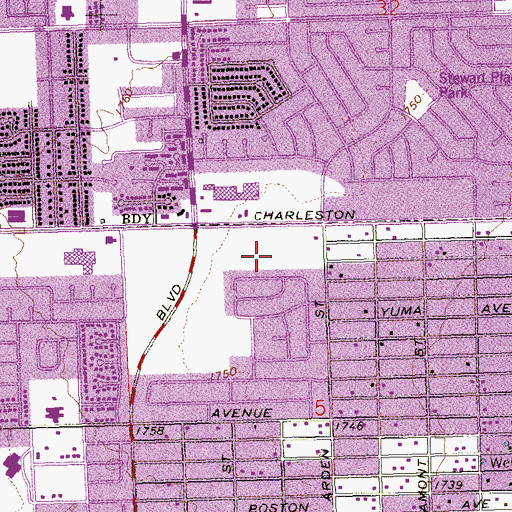 Topographic Map of Department of Veterans Affairs Southern Nevada Healthcare System - Northeast Primary Care Clinic, NV