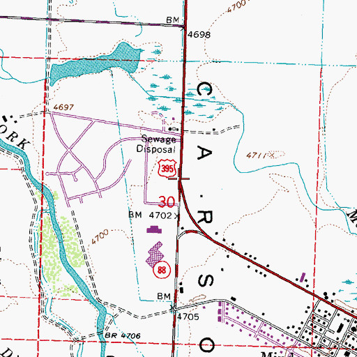 Topographic Map of Carson Tahoe Minden Medical Center, NV