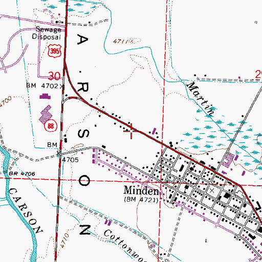 Topographic Map of Carson Valley Medical Center - Merry Medical Center and Urgent Care, NV