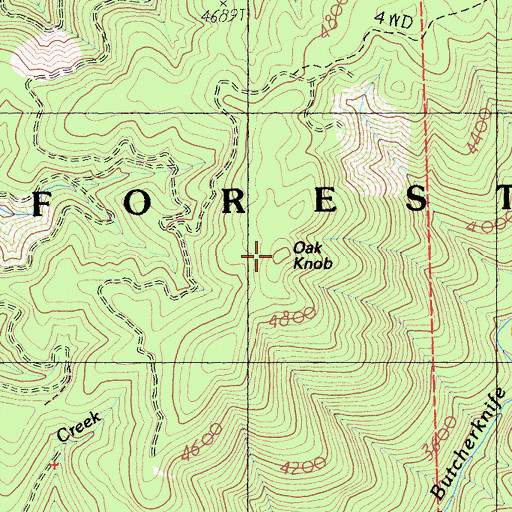 Topographic Map of Oak Knob, CA
