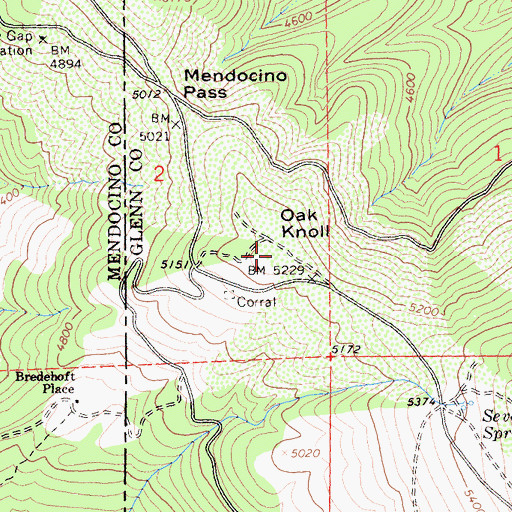 Topographic Map of Oak Knoll, CA