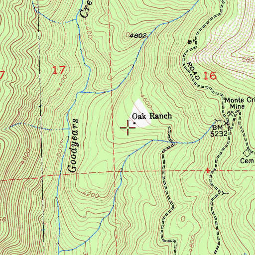 Topographic Map of Oak Ranch, CA