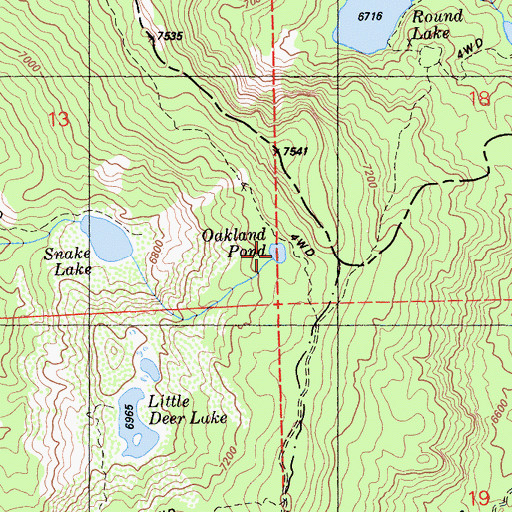 Topographic Map of Oakland Pond, CA