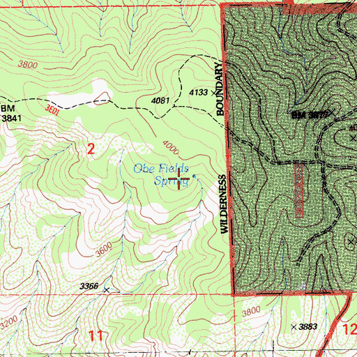Topographic Map of Obe Fields Spring, CA