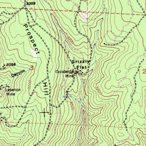 Topographic Map of Occidental Mine, CA