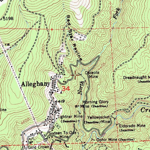 Topographic Map of Oceola Mine, CA
