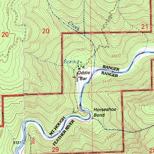 Topographic Map of Oddie Bar, CA