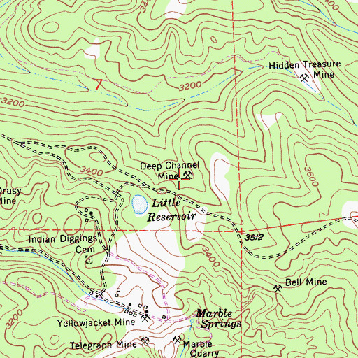 Topographic Map of Deep Channel Mine, CA