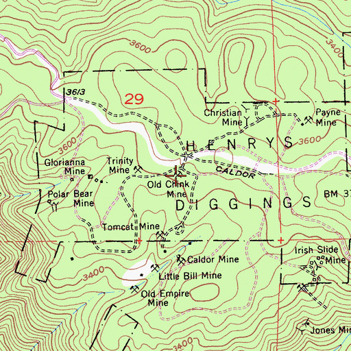 Topographic Map of Old Chinese Mine, CA