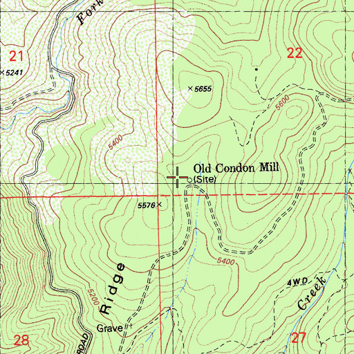 Topographic Map of Old Condon Mill, CA