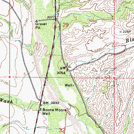 Topographic Map of Black Mountain Wash, AZ