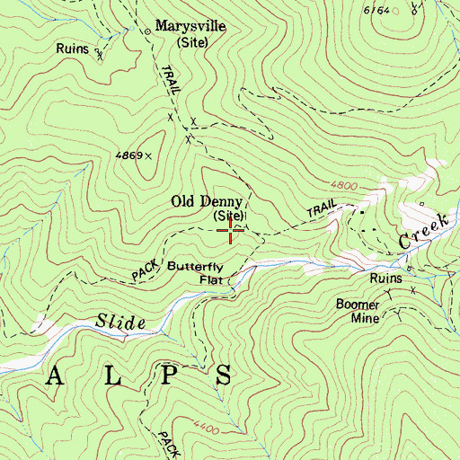 Topographic Map of Old Denny, CA