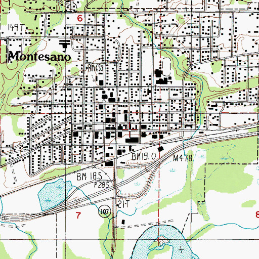 Topographic Map of Montesano Ambulance Service, WA