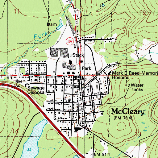 Topographic Map of McCleary Fire Department Grays Harbor Fire District 12, WA