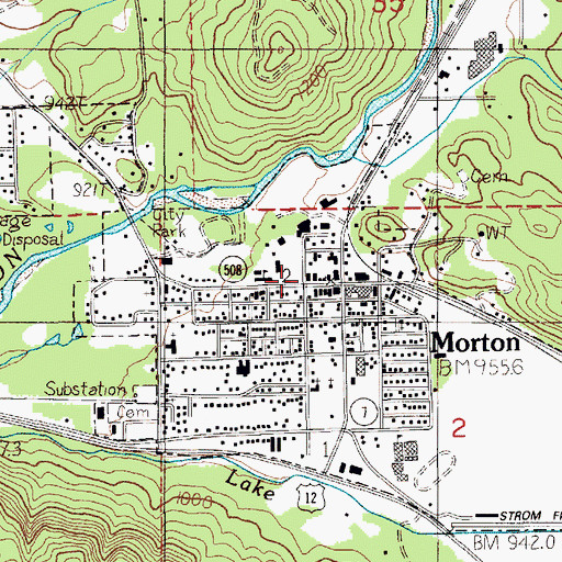 Topographic Map of Lewis County Fire District 4 Morton Fire Department, WA