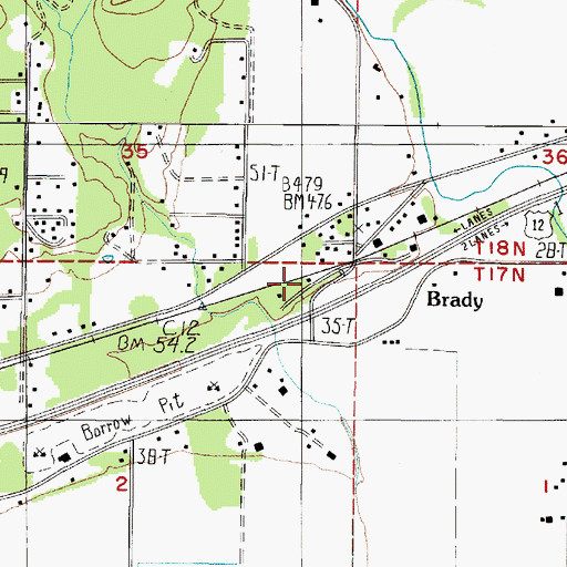 Topographic Map of Grays Harbor Fire District 2 Station 32 Brady, WA