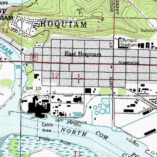 Topographic Map of Hoquiam Fire Department, WA