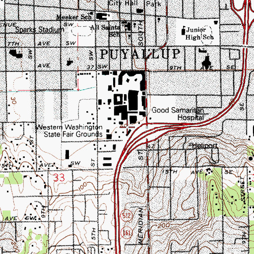 Topographic Map of Pierce County Fire District 6 Central Pierce Fire and Rescue Station 70 Puyallup Fair Grounds, WA