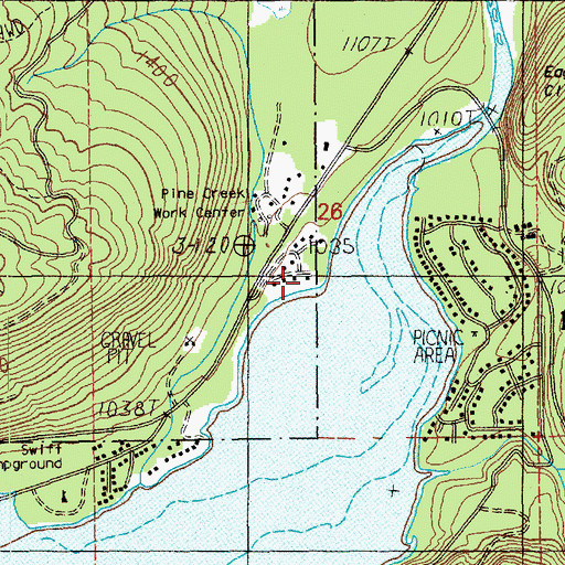 Topographic Map of North Country Emergency Medical Services Pine Creek Station, WA