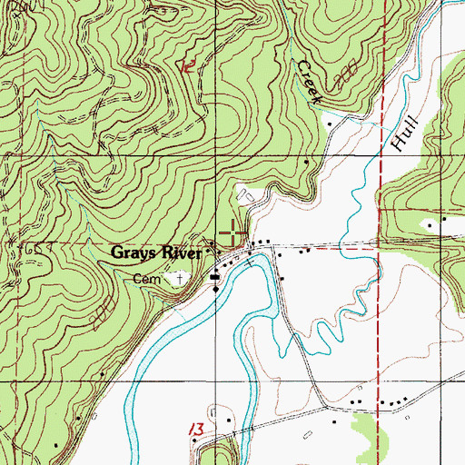 Topographic Map of Wahkiakum Fire District 3 Grays River Fire Department, WA