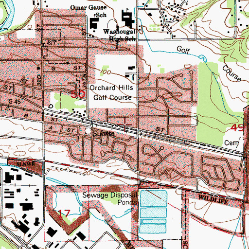 Topographic Map of East County Fire and Rescue Station 95, WA