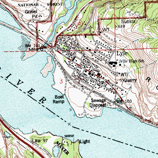 Topographic Map of Klickitat County Fire District 4, WA