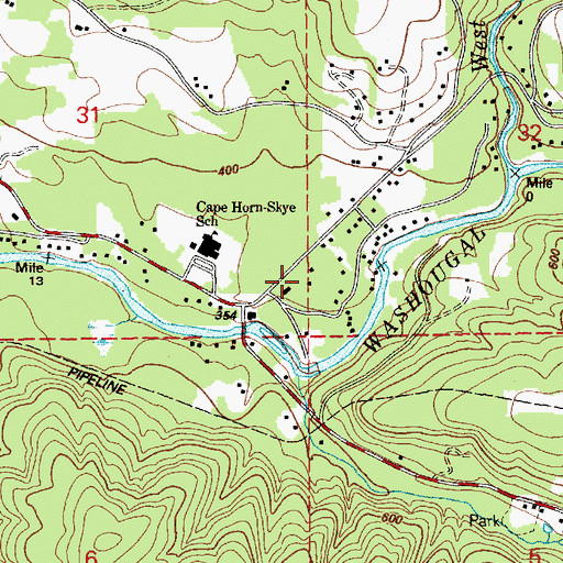Topographic Map of Skamania County Fire District 4 Washougal, WA