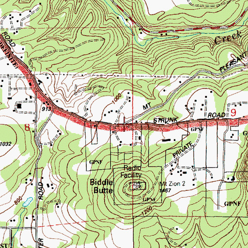 Topographic Map of Skamania County Fire District 4 Washougal, WA