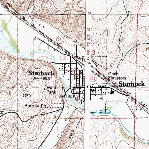Topographic Map of Columbia County Fire District 1, WA