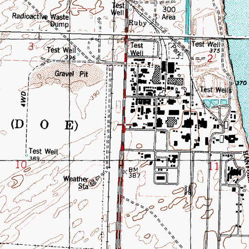 Topographic Map of Hanford Fire Department Station 93 - Department of Energy Hanford Site Fire - Rescue - EMS, WA