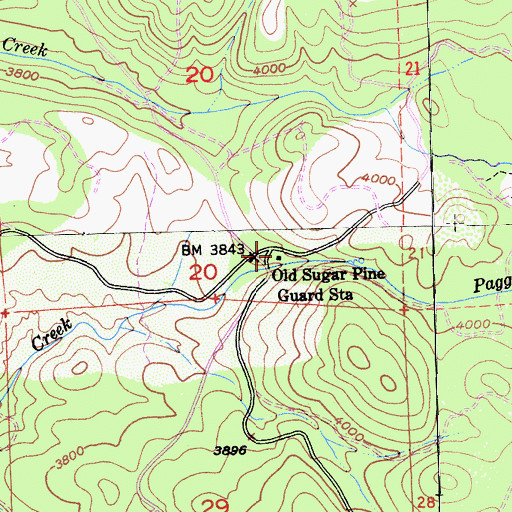 Topographic Map of Old Sugar Pine Guard Station, CA