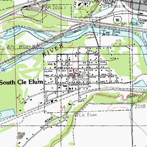 Topographic Map of South Cle Elum Fire Department, WA