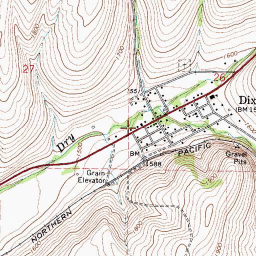 Topographic Map of Walla Walla County Fire District 8, WA