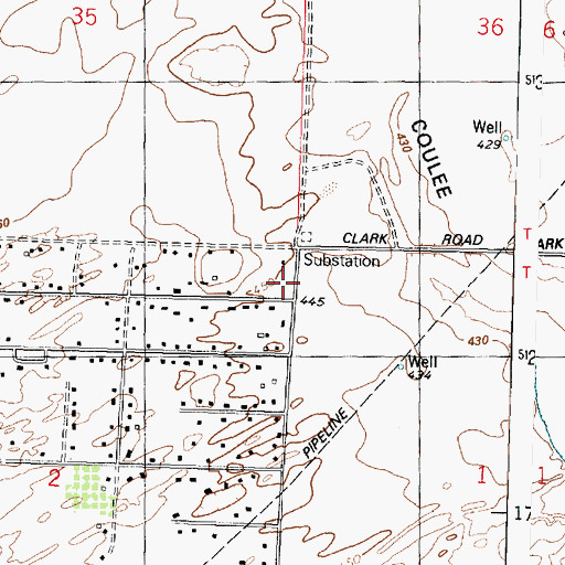 Topographic Map of Franklin County Fire District 3 Station 36, WA