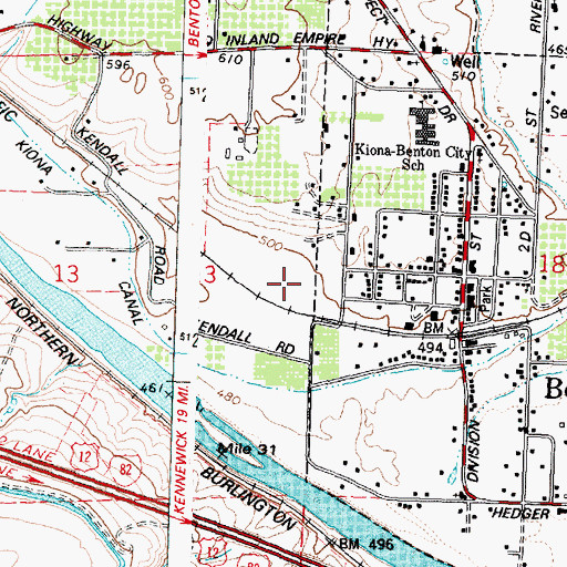 Topographic Map of Benton County Fire District 2, WA