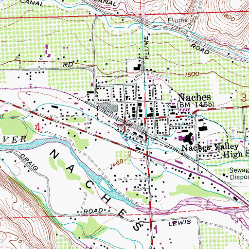Topographic Map of Yakima County Fire District 3 Station 13 Naches Fire Department, WA