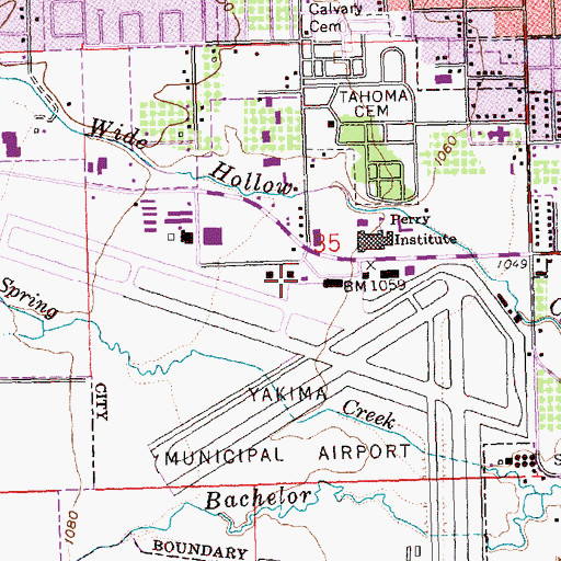 Topographic Map of Yakima Fire Department Station 94, WA
