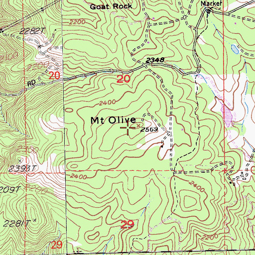 Topographic Map of Mount Olive, CA