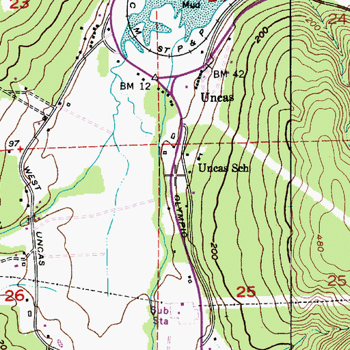 Topographic Map of Jefferson County Fire Protection District 5 Discovery Bay Fire Department Station 51, WA